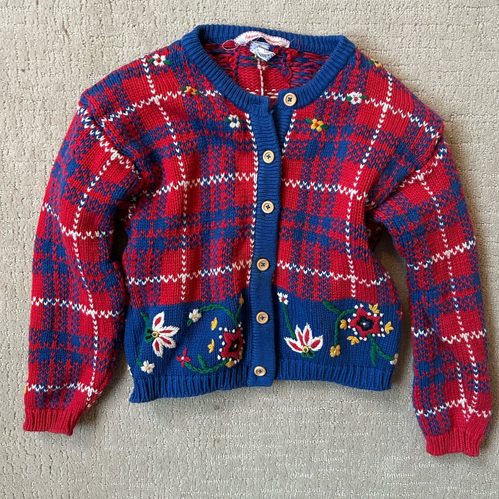 Vintage Hanna Andersson knit cardigan floral detail medium - Picture 7 of 7